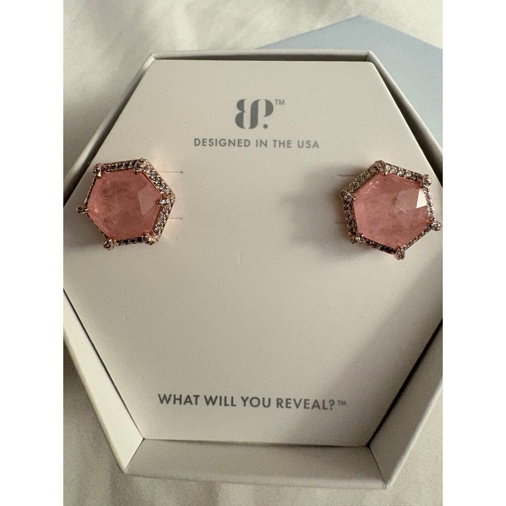 Rose Quartz on rose gold BP earrings